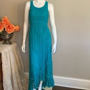 💙💚 Teal lace high low dress Small